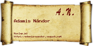 Adamis Nándor névjegykártya