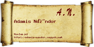 Adamis Nándor névjegykártya